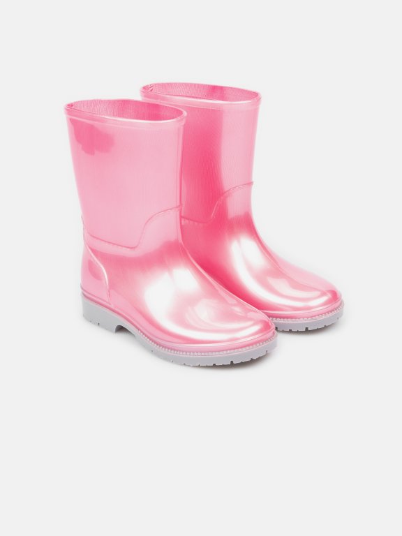 Błyszczące gumowe buty dla dziewczynki
