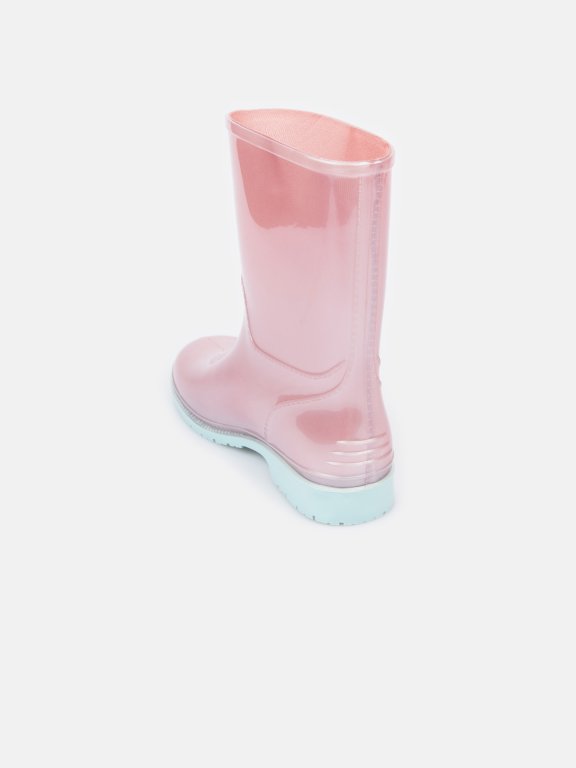 Błyszczące gumowe buty dla dziewczynki