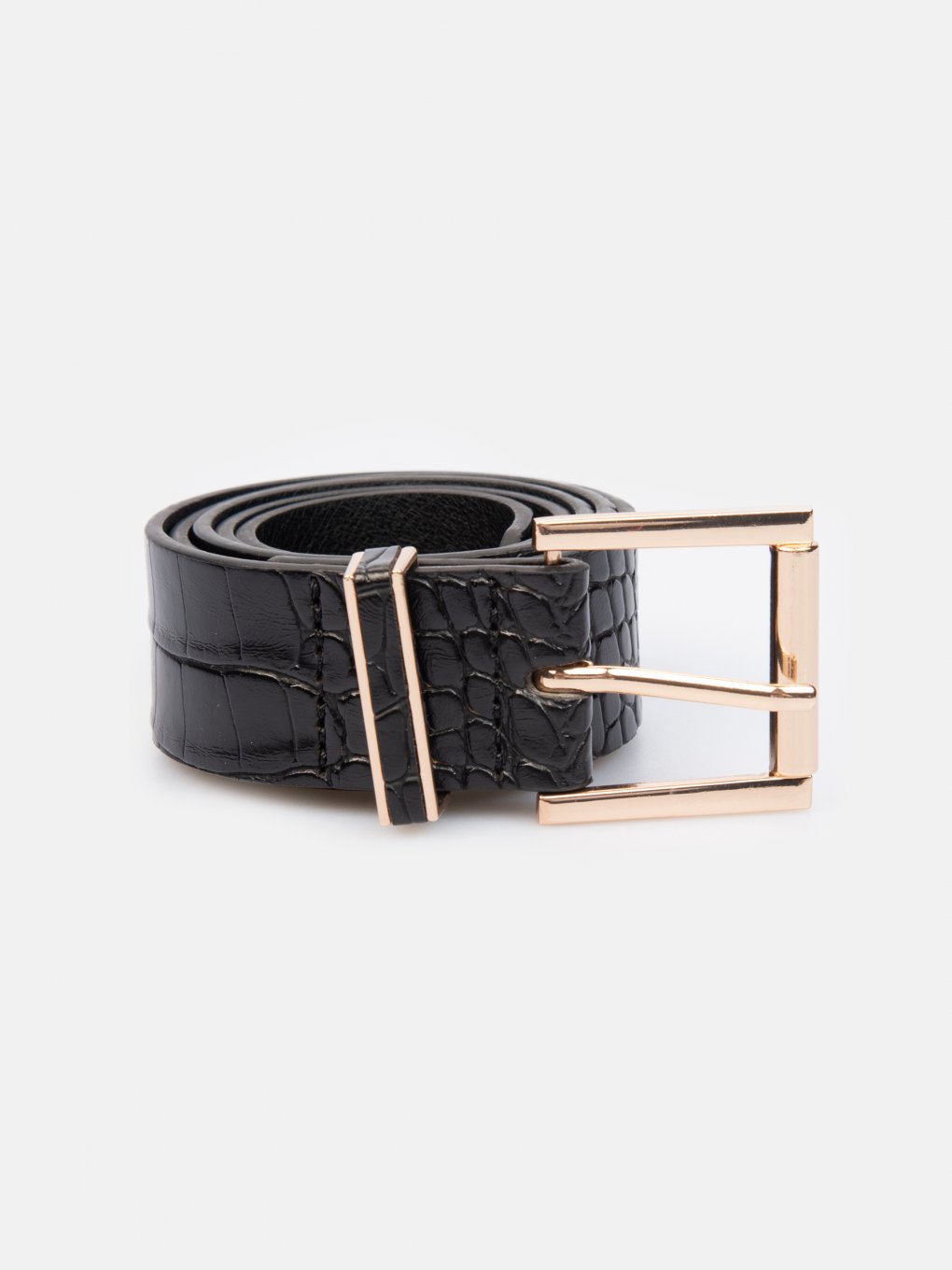 Faux croc leather belt