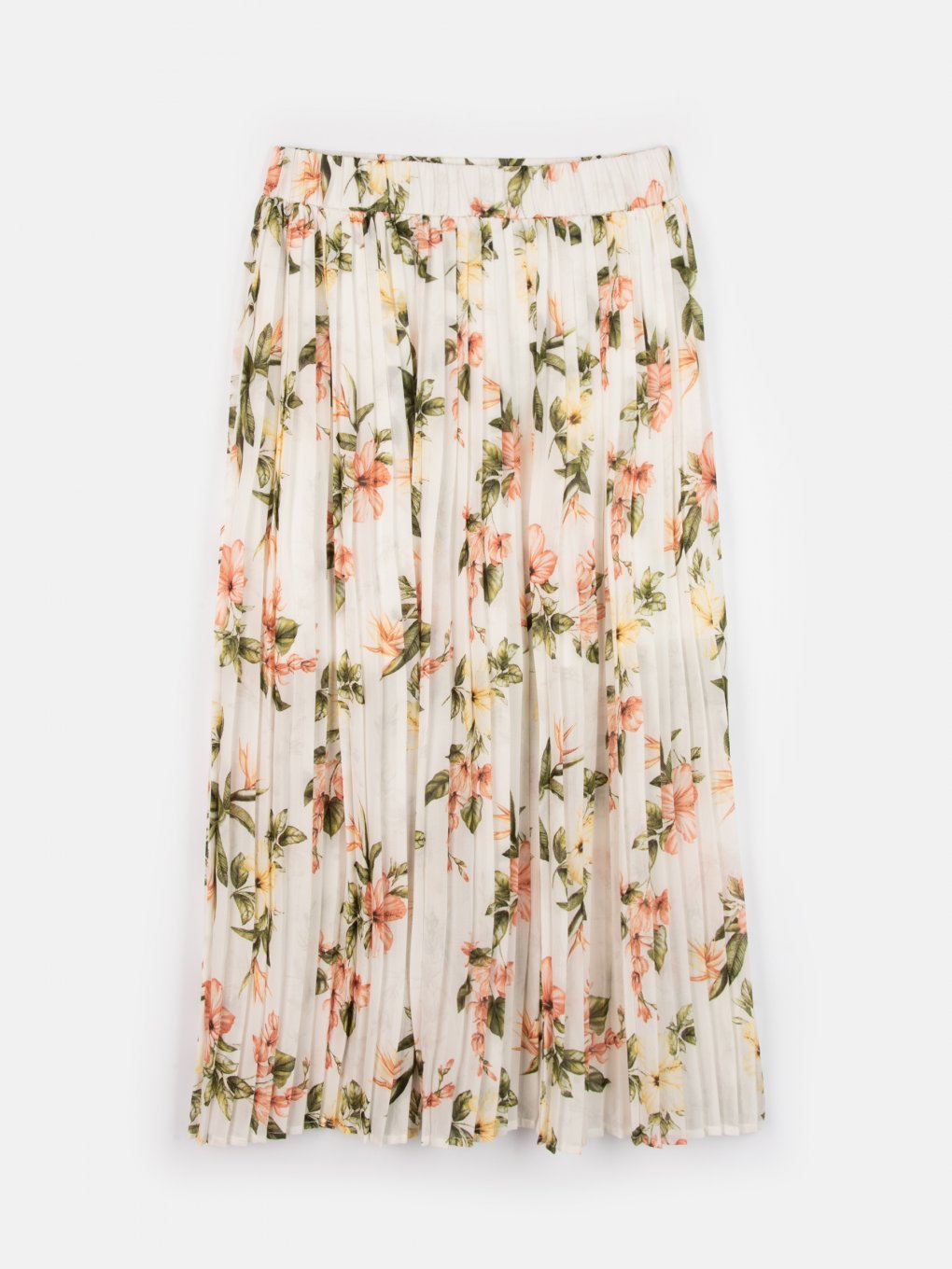 Pleated midi skirt with floral print