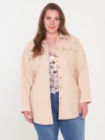 Plus size light jacket with belt and chest pockets