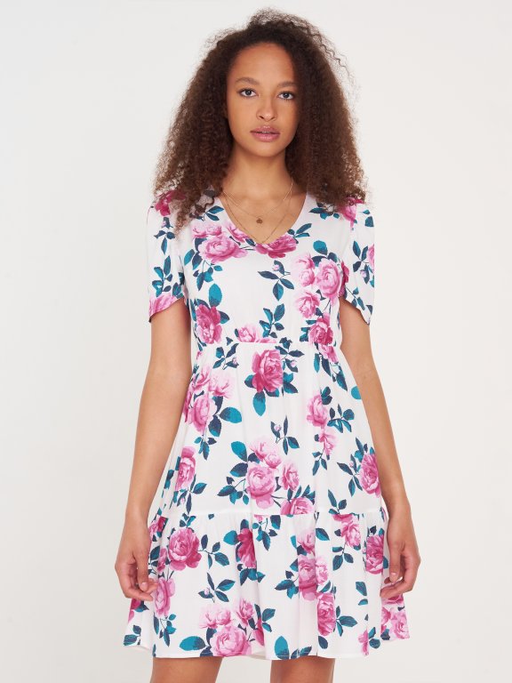 Flower print viscose dress