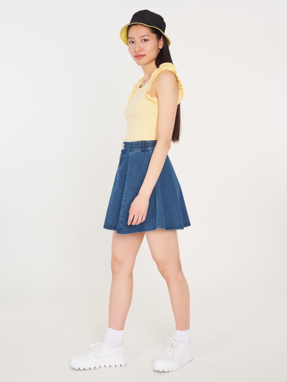 Basic cotton top with ruffle sleeve