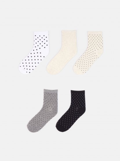 Balení 5 párů dámských vzorovaných ponožek