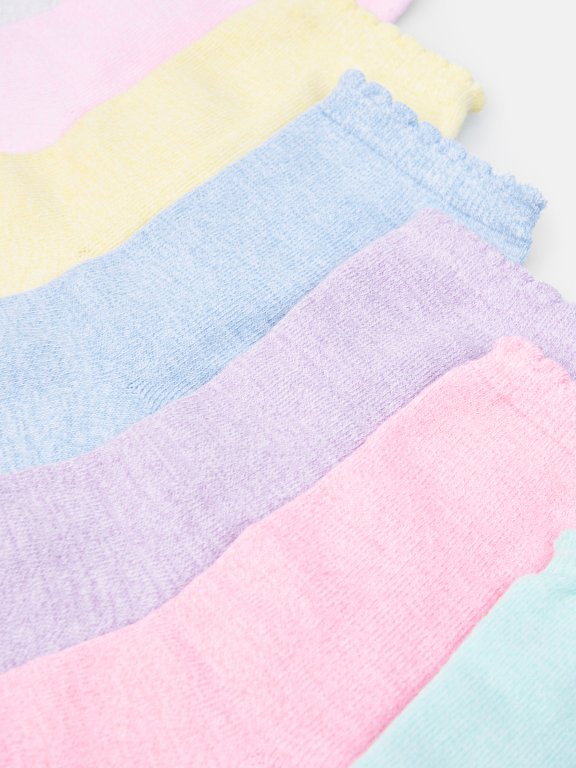 Balení 7 párů pastelových měkkých ponožek