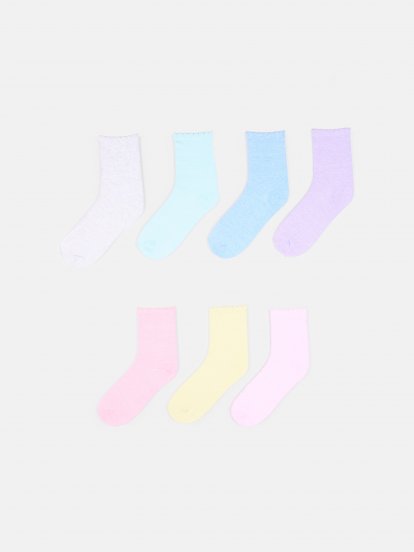 Balenie 7 párov pastelových mäkkých ponožiek