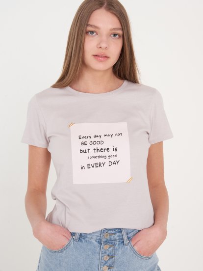 Bawełniana koszulka damska z  napisem