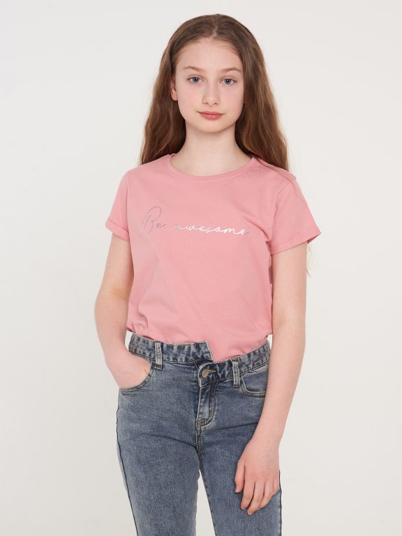 Bavlněné tričko s nápisem dívčí