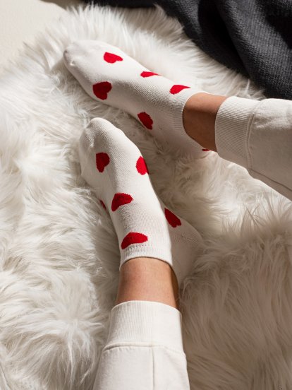 Heart pattern low cut socks