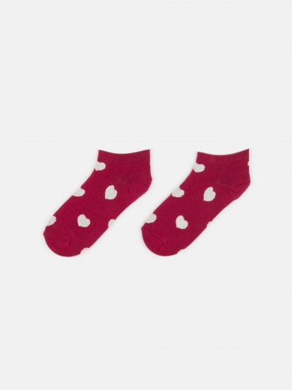 Heart pattern low cut socks