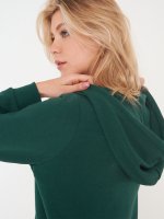 Hosszú basic női kapucnis pulóver