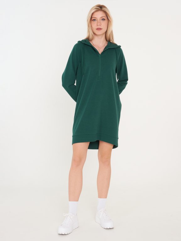 Hosszú basic női kapucnis pulóver