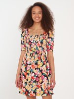 Květované viskozové šaty s řaseným topem