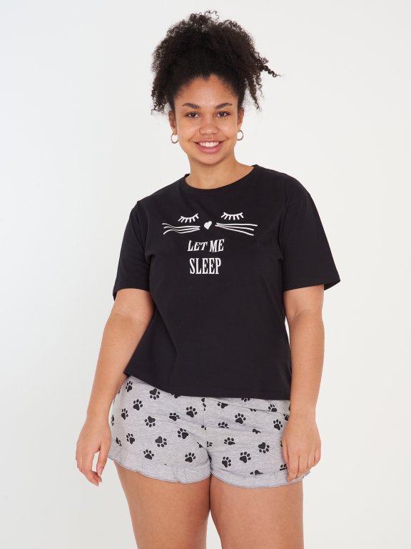 Plus size pyjama t-shirt with print