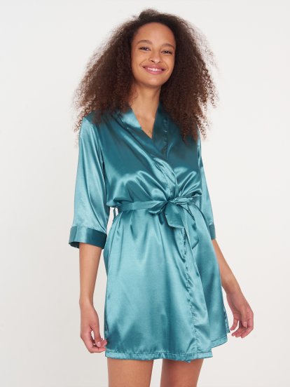 Satin dressing gown