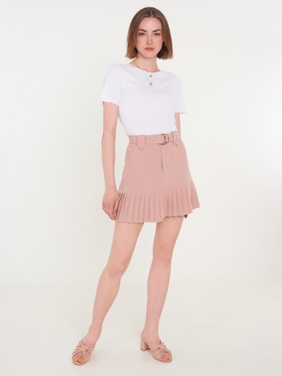 Mini skirt with pleated hem
