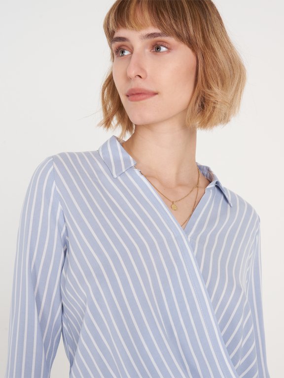 Wrap viscose striped blouse