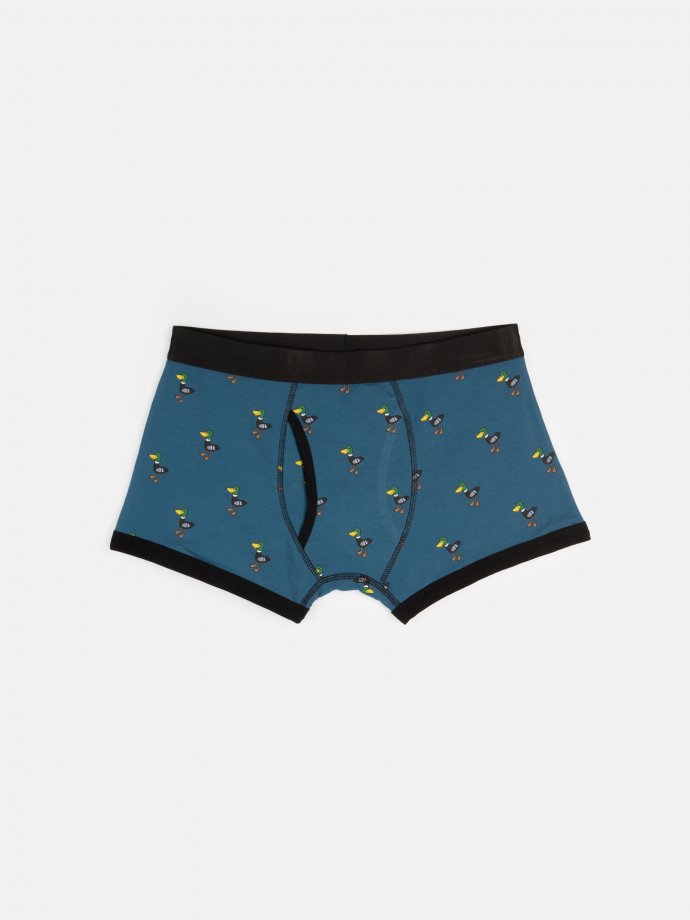Short printed cotton boxers with contrast trim