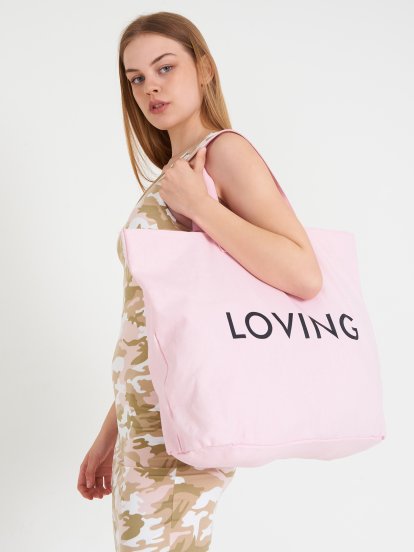 Bavlnená shopper taška s nápisom