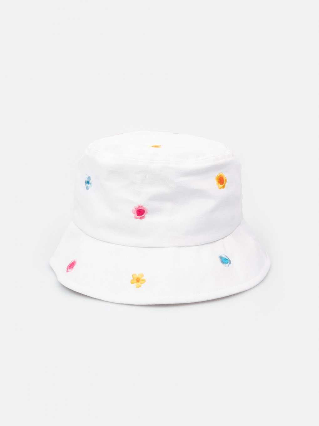 Damski kapelusz typu bucket z kwiatowym haftem