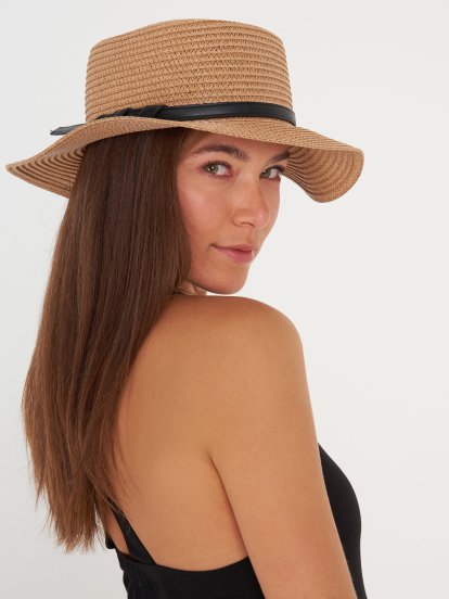 Női szalma boater szalma kalap