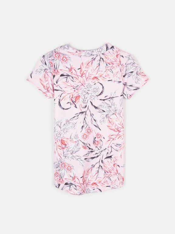 Dievčenské tričko s kvetinovou potlačou