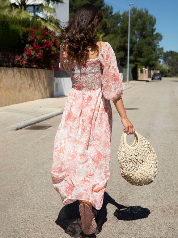 Maxi dress with shirred top