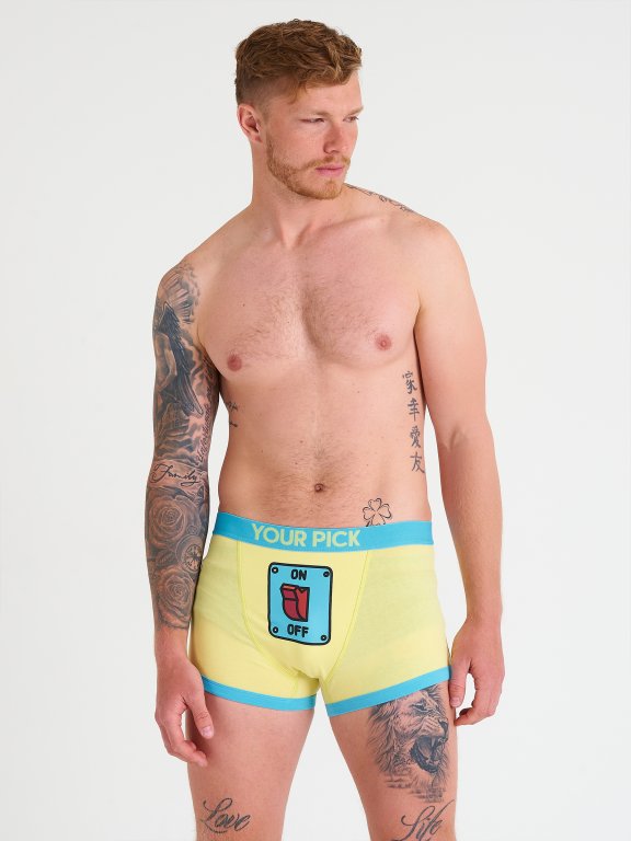 Short cotton boxers with print
