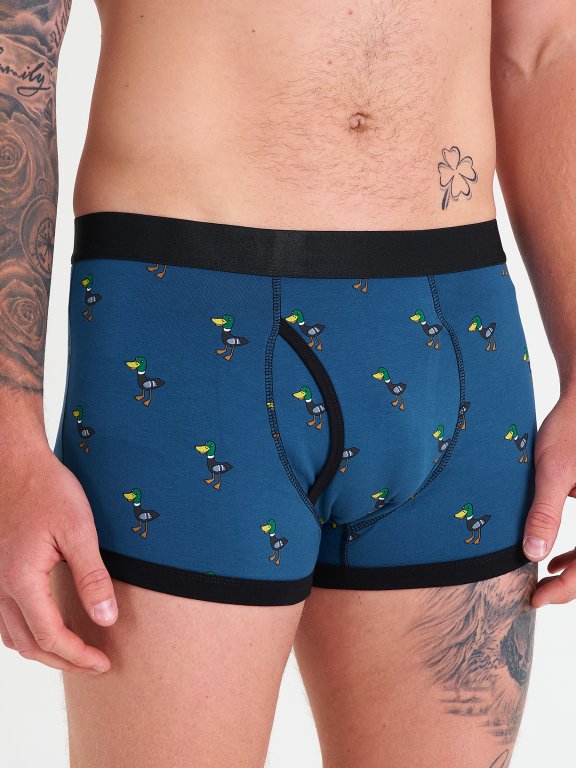 Short printed cotton boxers with contrast trim