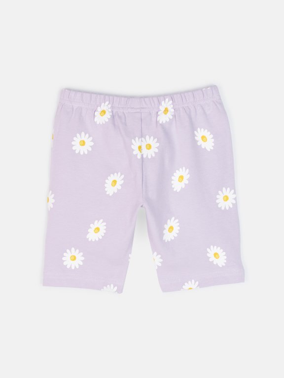 Flower print cotton shorts