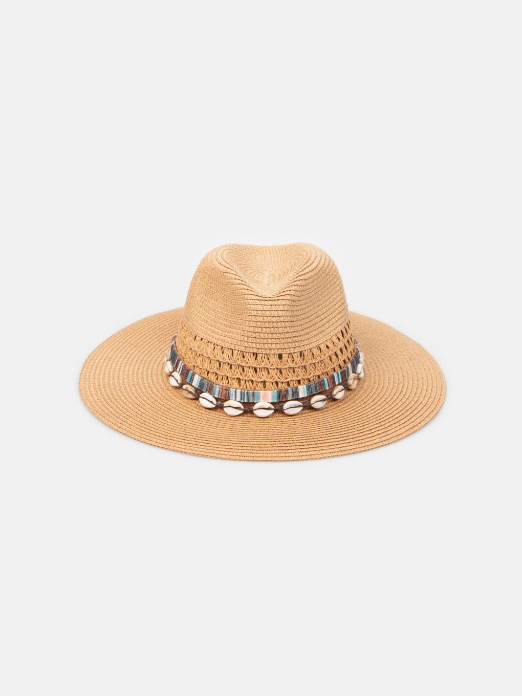 Panama summer hat with shells