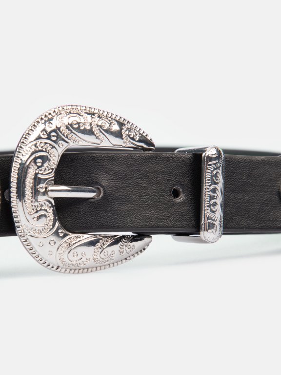 Two hammered buckles belt with chain