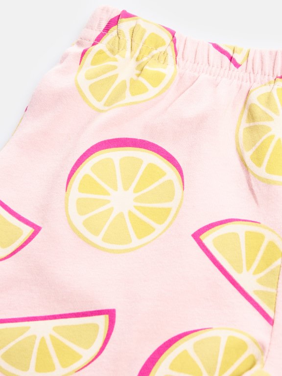 Lemon print cotton shorts