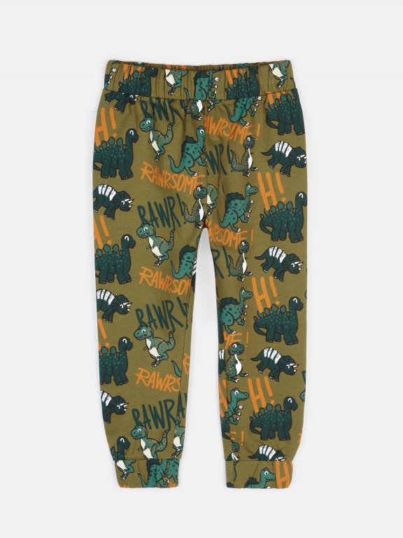 Dino print cotton sweatpants