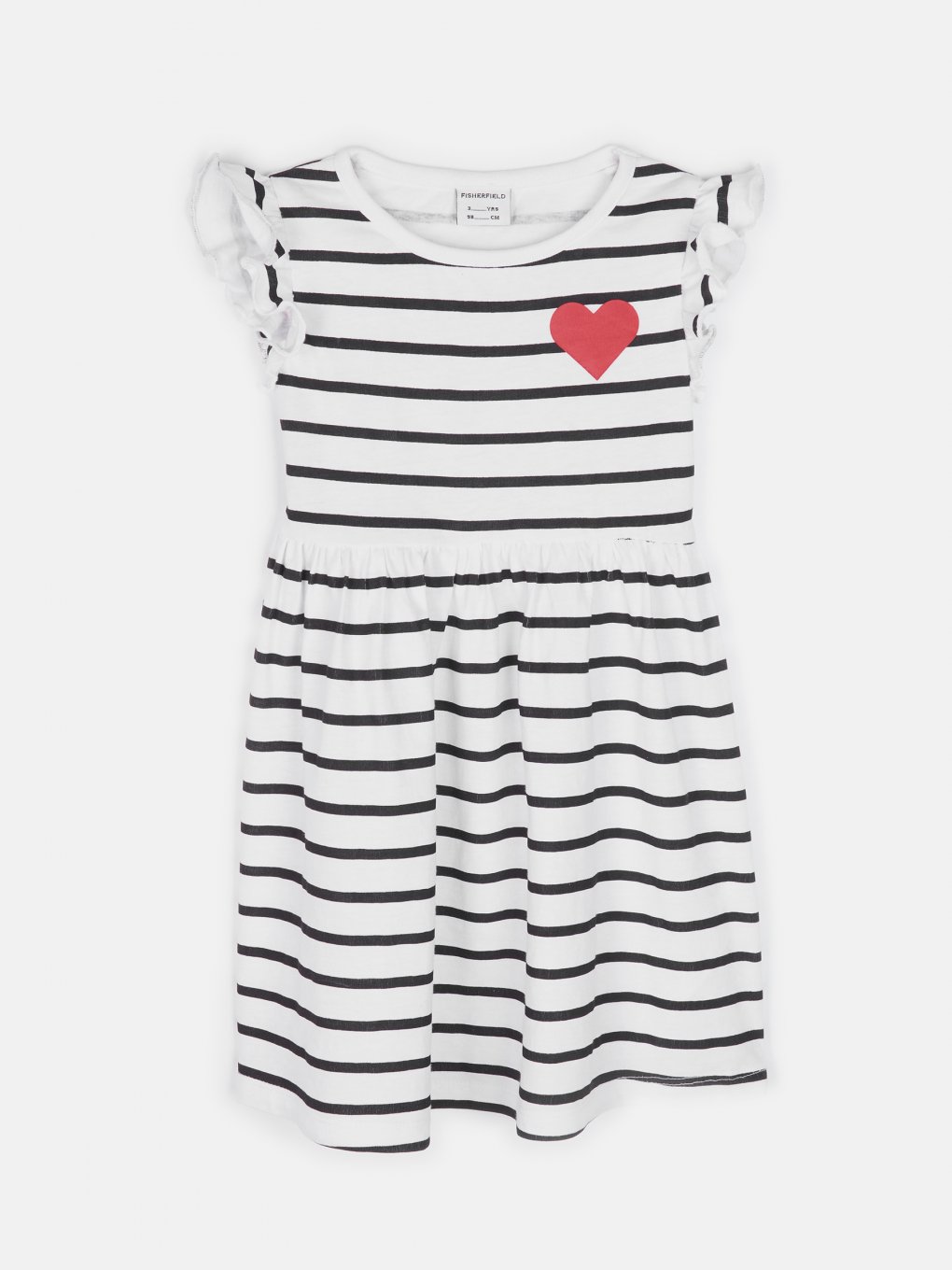 Striped cotton dress with ruffles