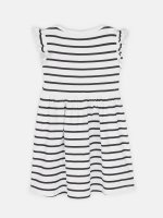 Striped cotton dress with ruffles