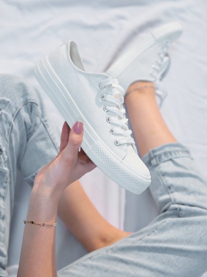 Glossy lace-up sneakers