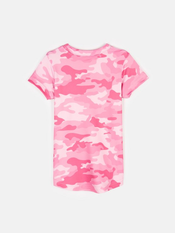 T-shirt z różowym nadrukiem moro