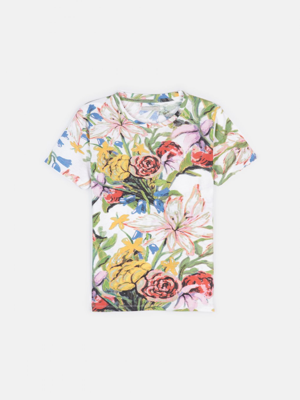 Floral print cotton blend t-shirt