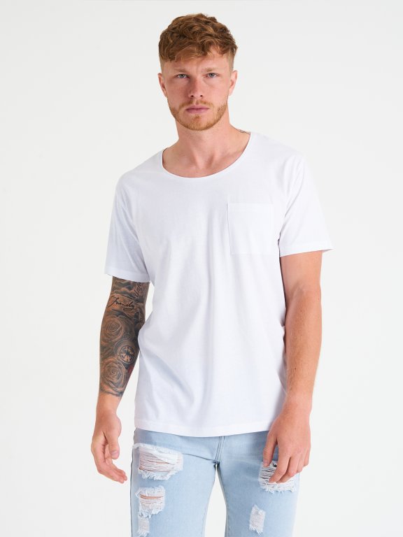 Základné basic bavlnené tričko s vreckom