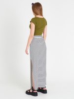 Maxi striped skirt with side slits
