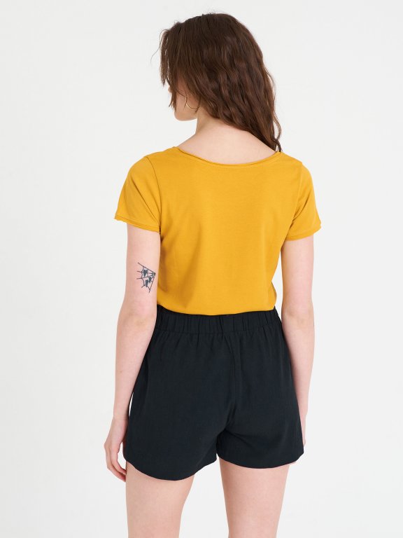 Základní bavlněné basic tričko s neopracovaným lemem dámské