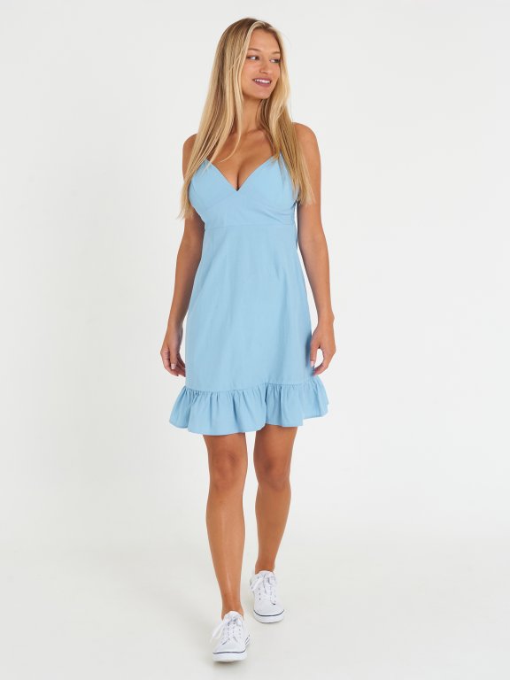 Strappy cotton dress with ruffle