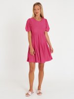 Puffed sleeve structured dress