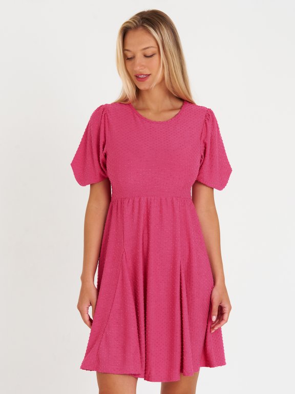 Puffed sleeve structured dress