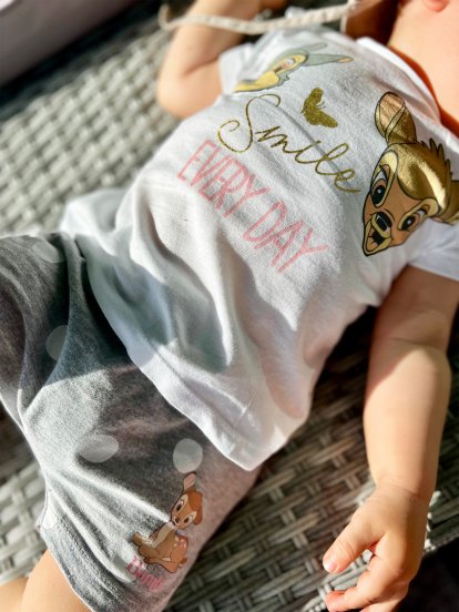 Súprava bavlnené tričko a šortky Bambi pre bábätká