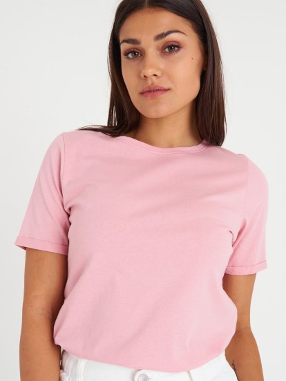 Základné basic bavlnené tričko s okrúhlym lemom