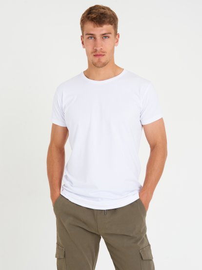 Základné basic strečové tričko s krátkym rukávom pánske