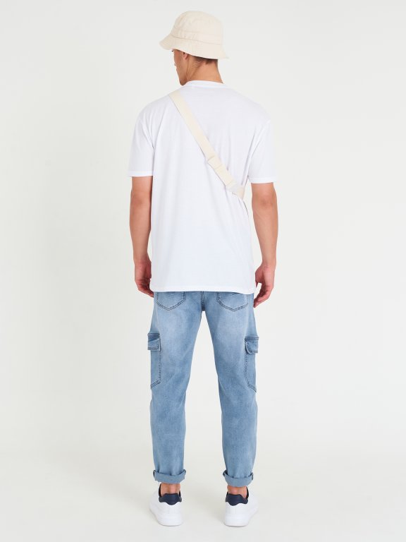 Základné bavlnené basic tričko s krátkym rukávom pánske