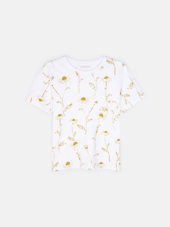 Bavlnené tričko s kvetovanou potlačou